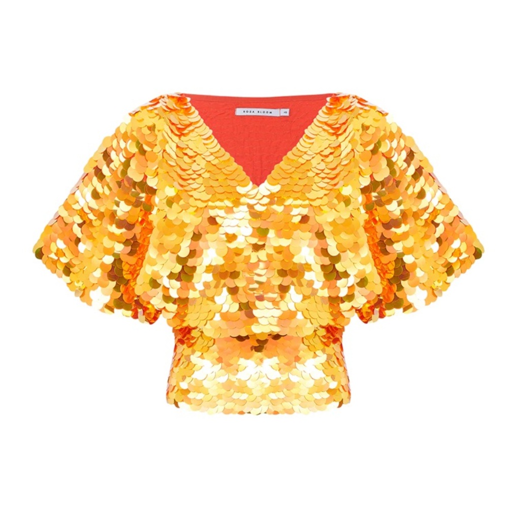 Rosa Bloom Sequin Cape Top Ember new x small UK 8-10 sold out festival gold